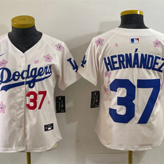 Youth Los Angeles Dodgers #37 Teoscar Hernandez Cream 2025 Tokyo Series Limited Stitched Baseball Jersey