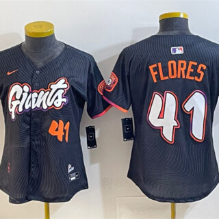 Youth San Francisco Giants #41 Wilmer Flores Anthracite 2025 City Connect Limited Stitched Baseball Jersey