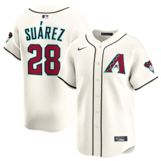 Men's Arizona Diamondbacks #28 Eugenio Suarez 2023 24 Cream Home Limited Stitched Baseball Jersey