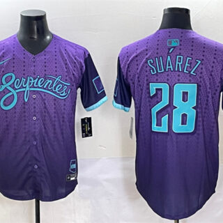 Men's Arizona Diamondbacks #28 Eugenio Suarez Purple 2025 City Connect Limited Stitched Baseball Jersey