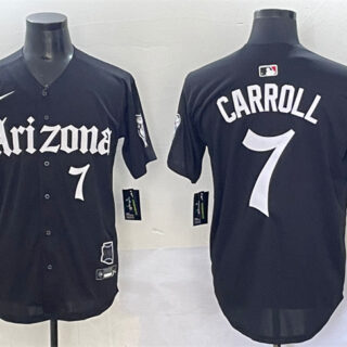 Men's Arizona Diamondbacks #7 Corbin Carroll Black 'Gothic Desert Fang Edition' Vapor Premier Limited Stitched Baseball Jersey