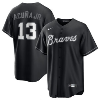 Men's Atlanta Braves Active Player Custom Black Lights Out Limited Stitched Baseball Jersey