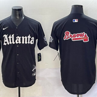 Men's Atlanta Braves Black Team Big Logo Gothic South x Outkast Edition Vapor Limited Stitched Baseball Jersey