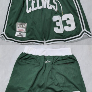 Men's Boston Celtics #33 Larry Bird Green Shorts (Run Small)