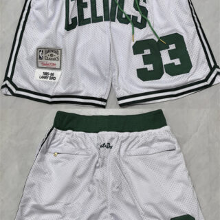 Men's Boston Celtics #33 Larry Bird White Shorts (Run Small)