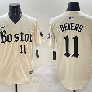 Men's Boston Red Sox #11 Rafael Devers Cream Gothic Vapor Limited Stitched Baseball Jersey