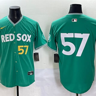 Men's Boston Red Sox #57 Greg Weissert Green 2025 City Connect Limited Stitched Baseball Jersey
