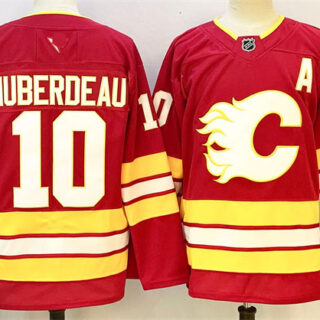 Men's Calgary Flames #10 Jonathan Huberdeau Jonathan Huberdeau Red 2024-25 Home Stitched Hockey Jersey