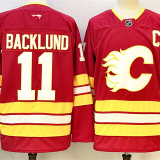 Men's Calgary Flames #11 Mikael Backlund Red 2024-25 Home Stitched Hockey Jersey