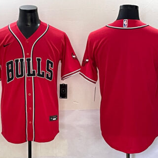 Men's Chicago Bulls Blank Red Cool Base Stitched Baseball Jersey