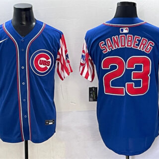 Men's Chicago Cubs #23 Ryne Sandberg Royal 2025 Independence Day Vapor Premier Limited Stitched Baseball Jersey