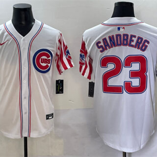 Men's Chicago Cubs #23 Ryne Sandberg White 2025 Independence Day Vapor Premier Limited Stitched Baseball Jersey
