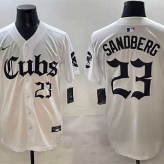 Men's Chicago Cubs #23 Ryne Sandberg White 'Gothic North Side Edition' Vapor Premier