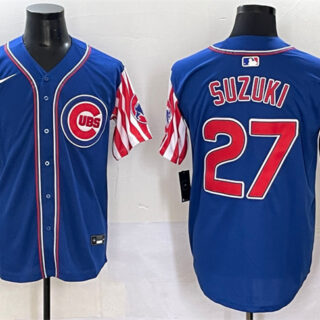 Men's Chicago Cubs #27 Seiya Suzuki Royal 2025 Independence Day Vapor Premier Limited Stitched Baseball Jersey