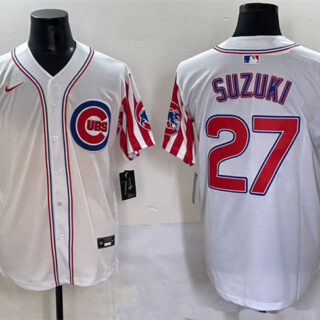 Men's Chicago Cubs #27 Seiya Suzuki White 2025 Independence Day Vapor Premier Limited Stitched Baseball Jersey