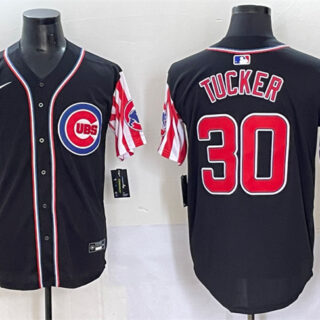 Men's Chicago Cubs #30 Kyle Tucker Black 2025 Independence Day Vapor Premier Limited Stitched Baseball Jersey