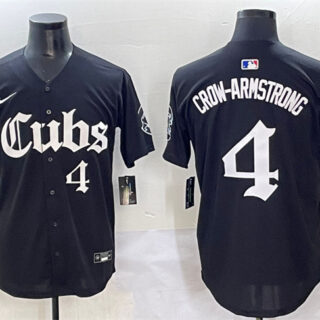 Men's Chicago Cubs #4 Pete Crow-Armstrong Black 'Gothic North Side Edition' Vapor Premier Limited Stitched Baseball Jersey