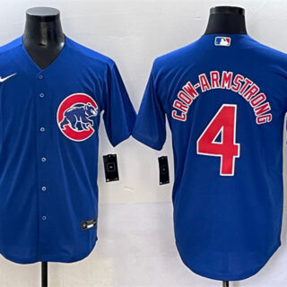 Men's Chicago Cubs #4 Pete Crow-Armstrong Royal Cool Base Stitched Baseball Jersey