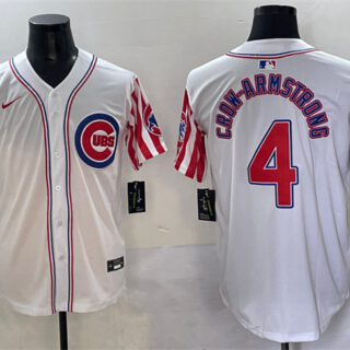 Men's Chicago Cubs #4 Pete Crow-Armstrong White 2025 Independence Day Vapor Premier Limited Stitched Baseball Jersey