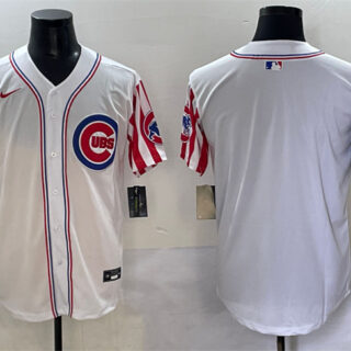 Men's Chicago Cubs Blank White 2025 Independence Day Vapor Premier Limited Stitched Baseball Jersey