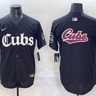 Men's Chicago Cubs Team Big Logo Black 'Gothic North Side Edition' Vapor Premier Limited Stitched Baseball Jersey