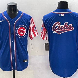 Men's Chicago Cubs Team Big Logo Royal 2025 Independence Day Vapor Premier Limited Stitched Baseball Jersey