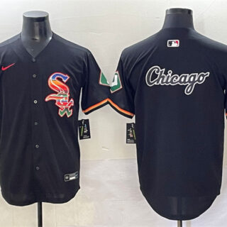 Men's Chicago White Sox Team Big Logo Black Mexico Limited Stitched Jerseys