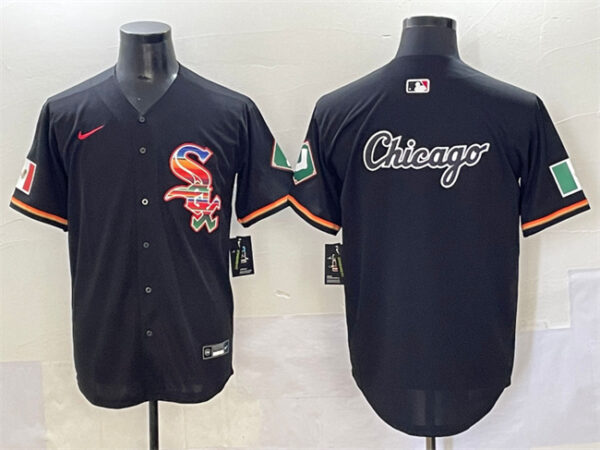 Men's Chicago White Sox Team Big Logo Black Mexico Limited Stitched Jerseys