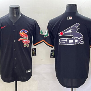 Men's Chicago White Sox Team Big Logo Black Mexico Limited Stitched Jerseys
