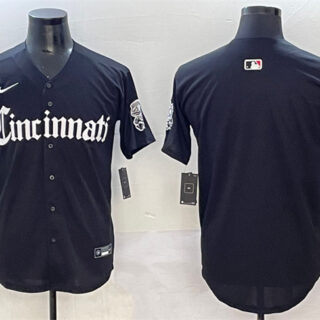 Men's Cincinnati Reds Blank Black 'Gothic Queen City Edition' Vapor Premier Limited Stitched Baseball Jersey