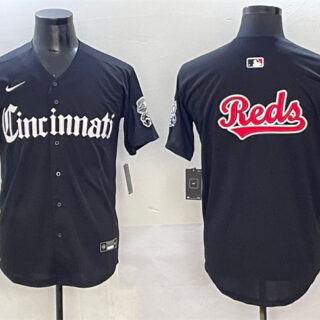 Men's Cincinnati Reds Team Big Logo Black 'Gothic Queen City Edition' Vapor Premier Limited Stitched Baseball Jersey