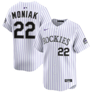Men's Colorado Rockies #22 Mickey Moniak White Home Limited Stitched Baseball Jersey