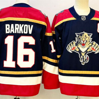 Men's Florida Panthers #16 Aleksander Barkov Black 2024-25 Home With C Patch Stitched Hockey Jersey