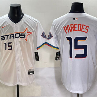 Men's Houston Astros #15 Isaac Paredes White 2025 City Connect Limited Stitched Baseball Jersey