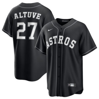 Men's Houston Astros #27 Jose Altuve Black Lights Out Limited Stitched Baseball Jersey