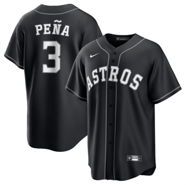 Men's Houston Astros #3 Jeremy Pe?a Black Lights Out Limited Stitched Baseball Jersey