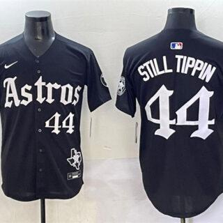 Men's Houston Astros #44 Still Tippin Black Gothic 'Houston Born Barrio Raised' Limited Stitched Baseball Jersey