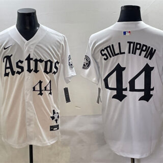Men's Houston Astros #44 Still Tippin White Gothic 'Houston Born Barrio Raised' Limited Stitched Baseball Jersey