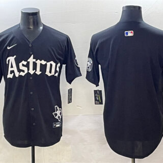 Men's Houston Astros Blank Black Gothic 'Houston Born Barrio Raised' Limited Stitched Baseball Jersey