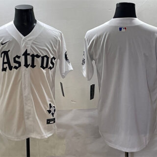 Men's Houston Astros Blank White Gothic 'Houston Born Barrio Raised' Limited Stitched Baseball Jersey