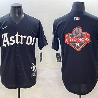 Men's Houston Astros Team Big Logo Black Gothic 'Houston Born Barrio Raised' Limited Stitched