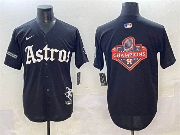 Men's Houston Astros Team Big Logo Black Gothic 'Houston Born Barrio Raised' Limited Stitched