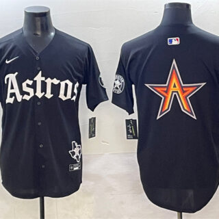 Men's Houston Astros Team Big Logo Black Gothic 'Houston Born Barrio Raised' Limited Stitched Baseball Jersey 1