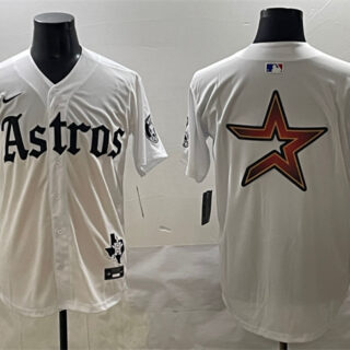 Men's Houston Astros Team Big Logo White Gothic 'Houston Born Barrio Raised' Limited Stitched Baseball Jerseys