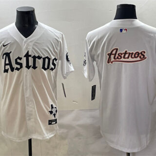 Men's Houston Astros Team Big Logo White Gothic 'Houston Born Barrio Raised' Limited Stitched Baseball Jerseys