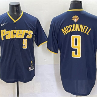 Men's Indiana Pacers #9 T.J. McConnell Navy 2025 Finals Vapor Stitched Baseball Jersey