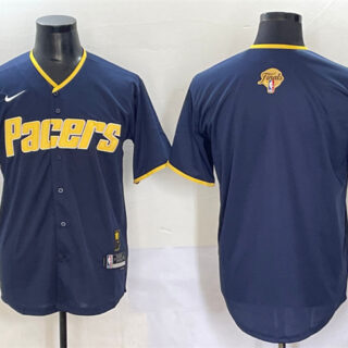 Men's Indiana Pacers Blank Navy 2025 Finals Vapor Stitched Baseball Jersey