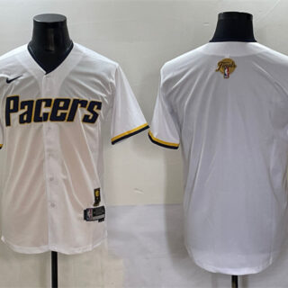 Men's Indiana Pacers Blank White 2025 Finals Vapor Stitched Baseball Jersey