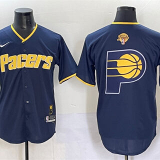 Men's Indiana Pacers Team Big Logo Navy 2025 Finals Vapor Stitched Baseball Jersey