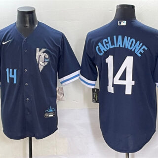 Men's Kansas City Royals #14 Jac Caglianone Navy City Connect Stitched Baseball Jersey